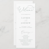 Sage Green Elegant Minimalistische Boho bruiloft Programmakaart (Voorkant / Achterkant)