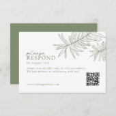Sage Green Elegant Minimalistische Botanische QR-c RSVP Kaartje (Voorkant / Achterkant)