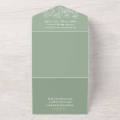 Sage Green Elegant Modern Floral Wedding All In One Uitnodiging (Buitenkant)