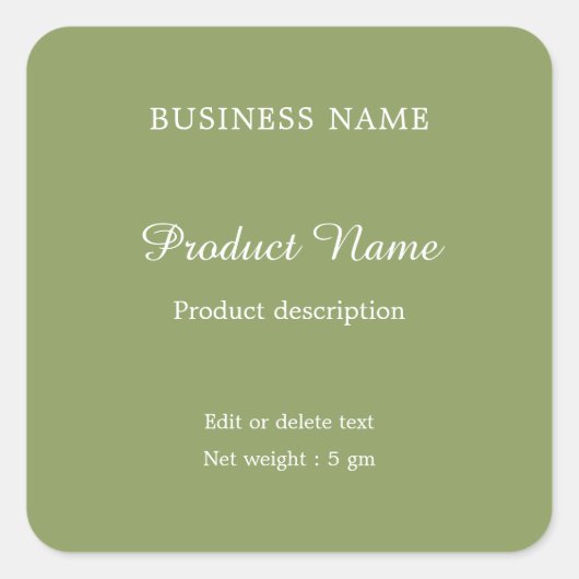 Sage Green Elegant modern minimaal productlabel Vierkante Sticker (Voorkant)