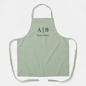 Sage Green Elegant Modern Minimalistisch Monogram Schort (Voorkant)