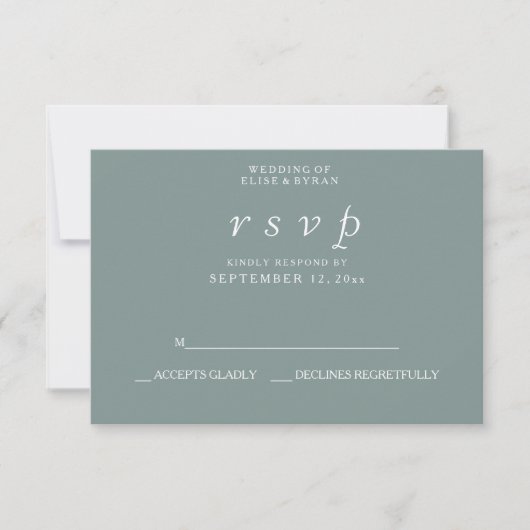 Sage Green Elegant Modern Wedding RSVP Kaartje (Voorkant)