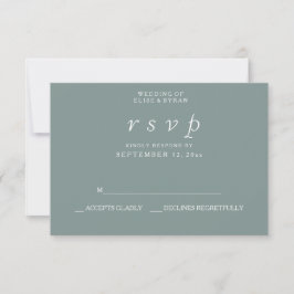 Sage Green Elegant Modern Wedding RSVP Kaartje