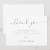 Sage Green Elegant Moderne Script Bedankkaart (Voorkant / Achterkant)