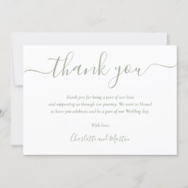 Sage Green Elegant Moderne Script Bedankkaart