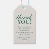 Sage Green Elegant Monogram Huwelijk Bedankt Cadeaulabel (Voorkant)