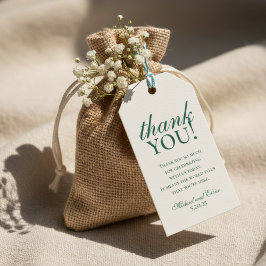 Sage Green Elegant Monogram Huwelijk Bedankt Cadeaulabel