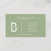 Sage Green Elegant Monogram Modern Professional Visitekaartje (Achterkant)