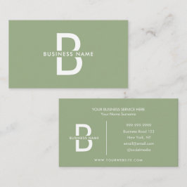 Sage Green Elegant Monogram Modern Professional Visitekaartje