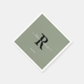 Sage Green Elegant Monogram Script Initiaal bruilo Servet (Hoek)