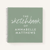 Sage Green Elegant Monogram Sketchbook Notitieboek (Voorkant)