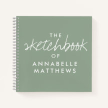 Sage Green Elegant Monogram Sketchbook Notitieboek