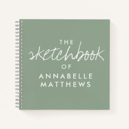 Sage Green Elegant Monogram Sketchbook Notitieboek
