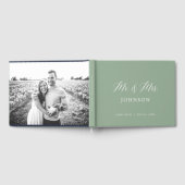 Sage Green Elegant Photo Wedding Guest Book Gastenboek (Volledig)