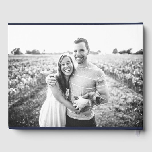 Sage Green Elegant Photo Wedding Guest Book Gastenboek (Achterkant)