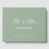 Sage Green Elegant Photo Wedding Guest Book Gastenboek (Voorkant)