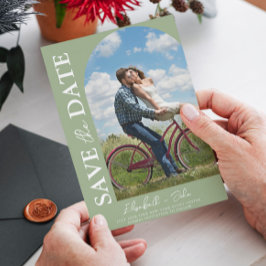 Sage Green Elegant Photo Wedding Save the Date