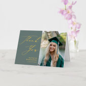 Sage Green Elegant Script Afstuderen Hartelijk dan Folie Wenskaart (Orchidee)