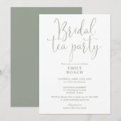 Sage Green Elegant Script Bruids Tea Party Douche Kaart (Voorkant / Achterkant)