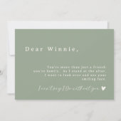 Sage Green Elegant Script Bruidsmeisje Voorstel Ka Kaart (Achterkant)