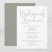 Sage Green Elegant Script Bruidsmeisjes Luncheon Kaart (Voorkant / Achterkant)