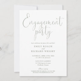 Sage Green Elegant Script Engagement Party Kaart