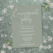 Sage Green Elegant Script Engagement Party Kaart