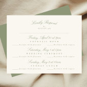Sage Green Elegant Script Formele multi-gebeurteni RSVP Kaartje