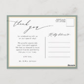 Sage Green Elegant Script Modern Weddenschap Bedan Briefkaart (Achterkant)