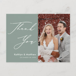 Sage Green Elegant Script Modern Weddenschap Bedan Briefkaart