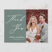 Sage Green Elegant Script Modern Weddenschap Bedan Briefkaart (Voorkant)