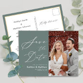 Sage Green Elegant Script Wedding Save the Date Aankondigingskaart