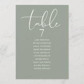 Sage Green Elegant Seating Plan Table Number Kaart (Achterkant)