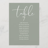 Sage Green Elegant Seating Plan Table Number Kaart (Voorkant)