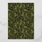 Sage Green Elegant Silver Floral Quinceanera   Folie Uitnodiging (Achterkant)