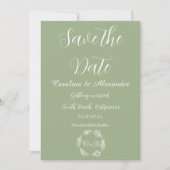 Sage Green Elegant Simple Floral Wedding Save The Date (Voorkant)