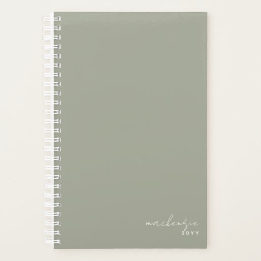 Sage Green Elegant Simple Minimalist op maat Planner (Voorkant)