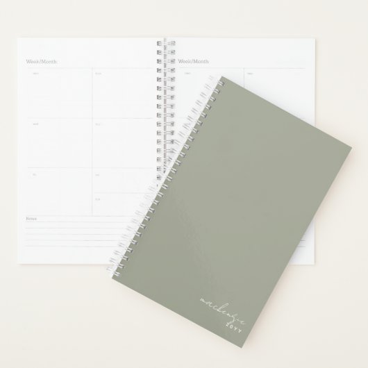 Sage Green Elegant Simple Minimalist op maat Planner (Display)