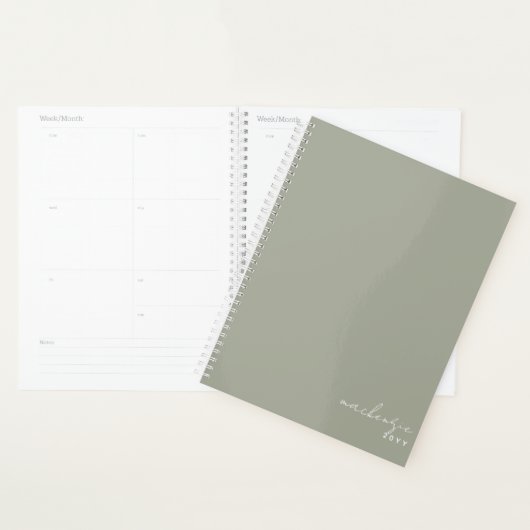 Sage Green Elegant Simple Minimalist op maat Planner (Display)