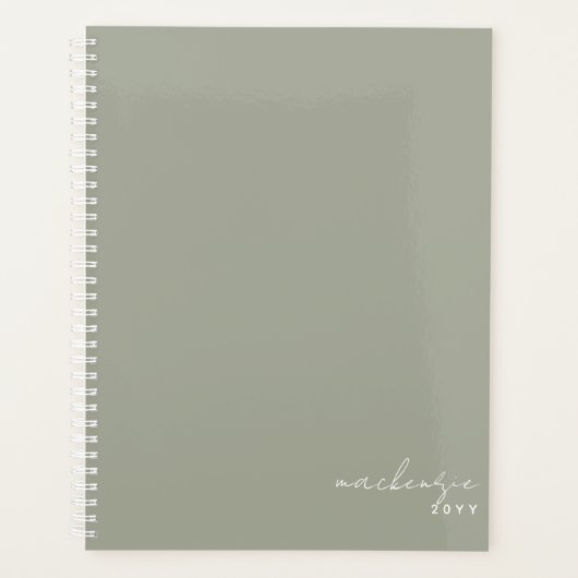 Sage Green Elegant Simple Minimalist op maat Planner (Voorkant)