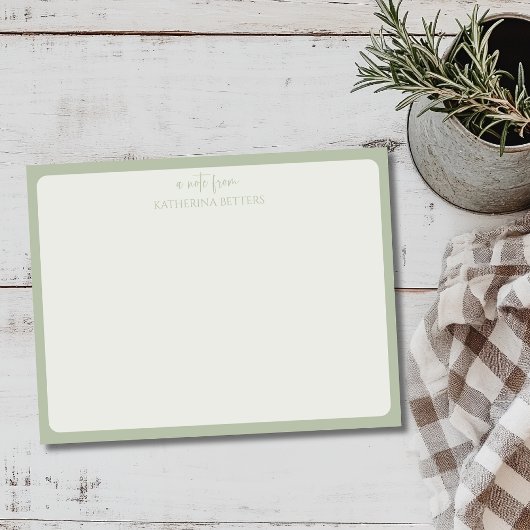 Sage Green Elegant Simple Statnionery Note Card Kaart