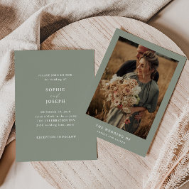 Sage Green Elegant Tekst en Foto | Bruiloft Kaart