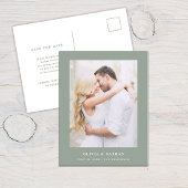 Sage Green Elegant Tekst en Foto | Save the date Aankondigingskaart