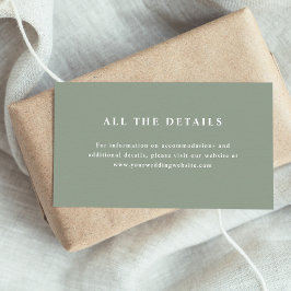Sage Green Elegant Tekst | Trouwdetails Informatiekaartje