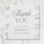 Sage Green Elegant Thank You Baby Shower Bedankjes Labels (Voorkant)