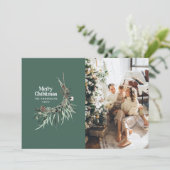 Sage green elegant watercolor botanical rustic feestdagenkaart (Staand voorkant)