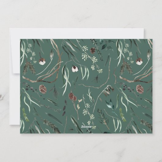 Sage green elegant watercolor botanical rustic feestdagenkaart (Achterkant)