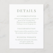 Sage Green Elegant Wedding Details Kaart (Voorkant)