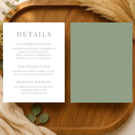 Sage Green Elegant Wedding Details Kaart