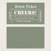 Sage Green Elegant Wedding Gratis Drink Ticket Visitekaartje (Voorkant /achterkant)